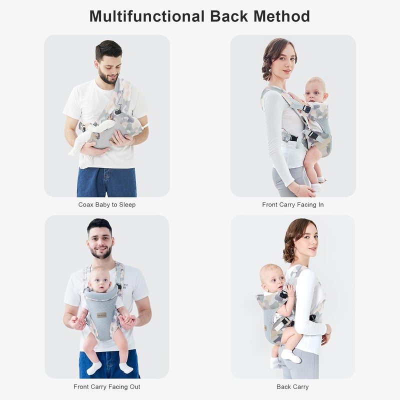 IULONEE Baby Carrier, Embrace Cozy 4-in-1 Infant Carrier Ergonomic Adjustable Holder Portable Convertible Front and Back Backpack Carry for Infants Toddlers Babies Girl and Boy 7-45 Pounds (Gray) - Image 4